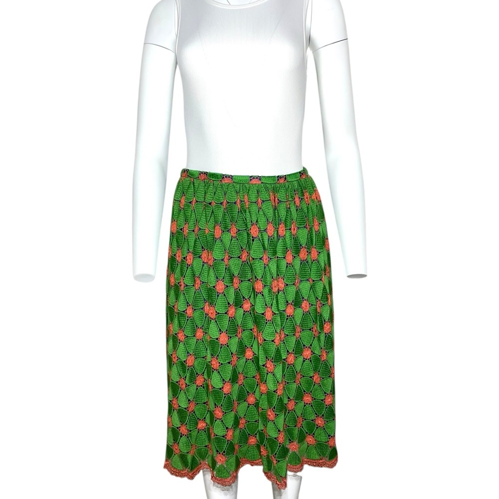 Comme des Garcons Green and Orange A-Line Skirt